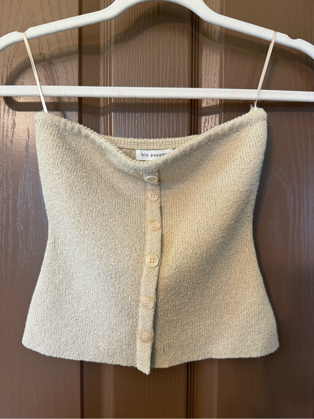 Blu Pepper Cream Button-Front Knit Cami